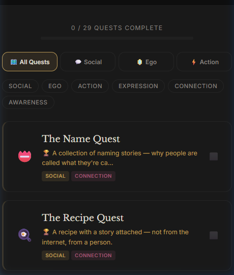 Side Effect Quests selection interface